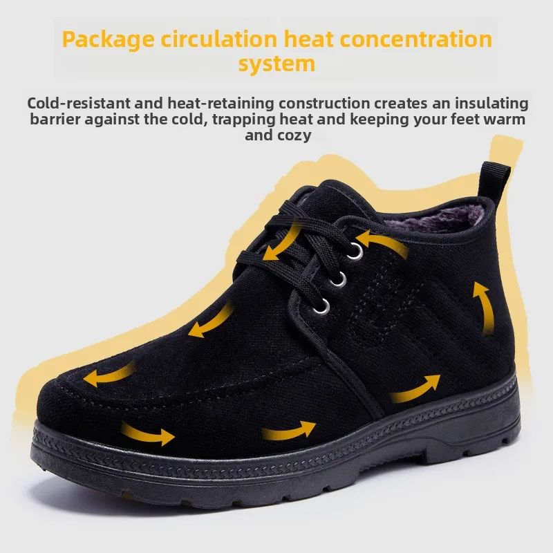 Herren Winterstiefel, Schnürstiefel mit Fleece-Futter, knöchelhohe Stiefeletten, rutschfeste, dicke Sohle, warm, für ältere Herren, lässige Baumwollschuhe. – Detail 8