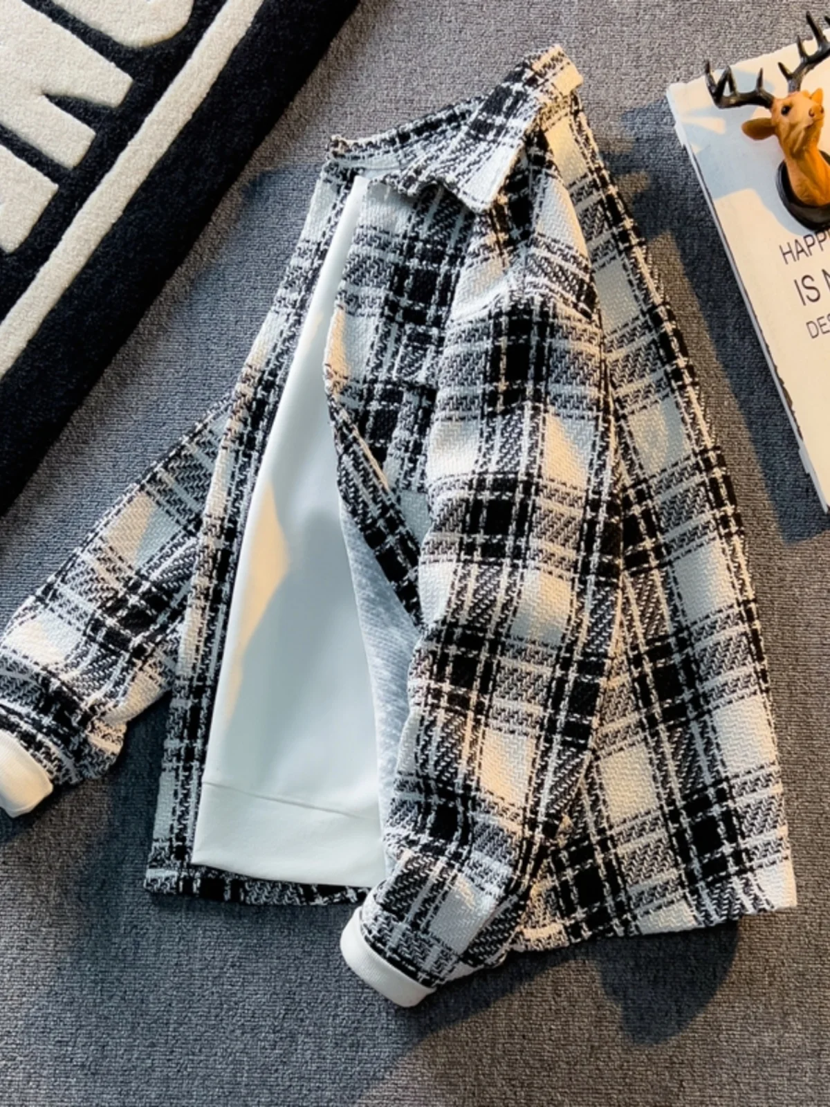 

Мужская повседневная куртка в клетку, весна-осень, корейская версия, стильная, универсальная, с эффектом высокого класса