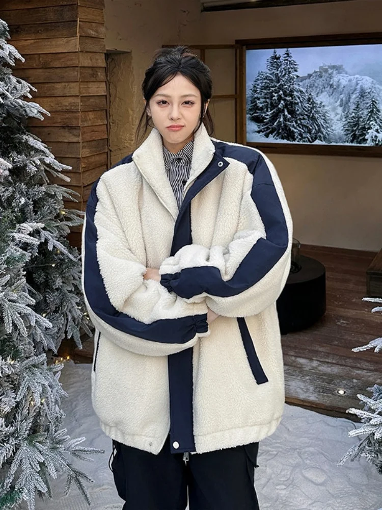 

Lamb Velvet Thiened Winter Jaet for Men Youth Loose Fit Casual Sle Zipper Closure Long Sve Coat Warm And Comfortable