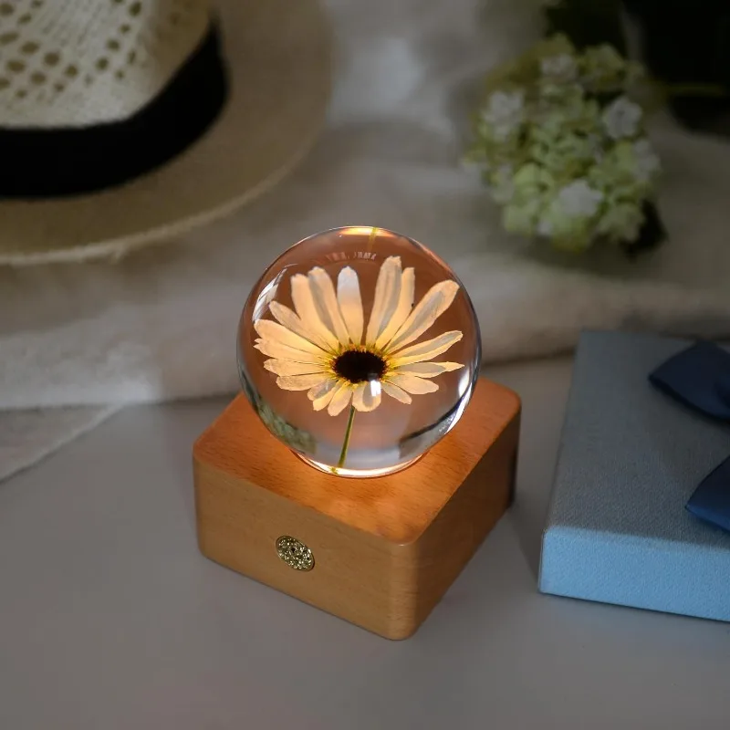 LI GARDEN Forever Flowers Various and Original Color Flower in 3D Crystal Ball Present for Girlfriend Wife Mom Women Birthd