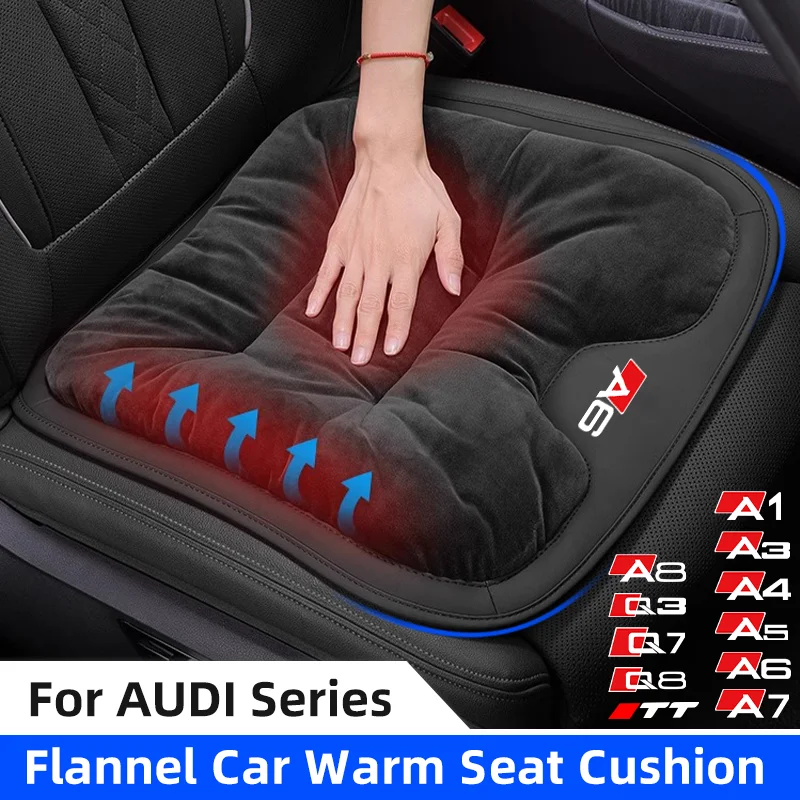 3D Flannel Car Seat Cover For AUDI A1 A3 A4 A5 A6 A7 A8 Q3 Q7 Q8 TT Winter Warm Seat Cushion Anti Slip Auto Front Chair Seat Pad 