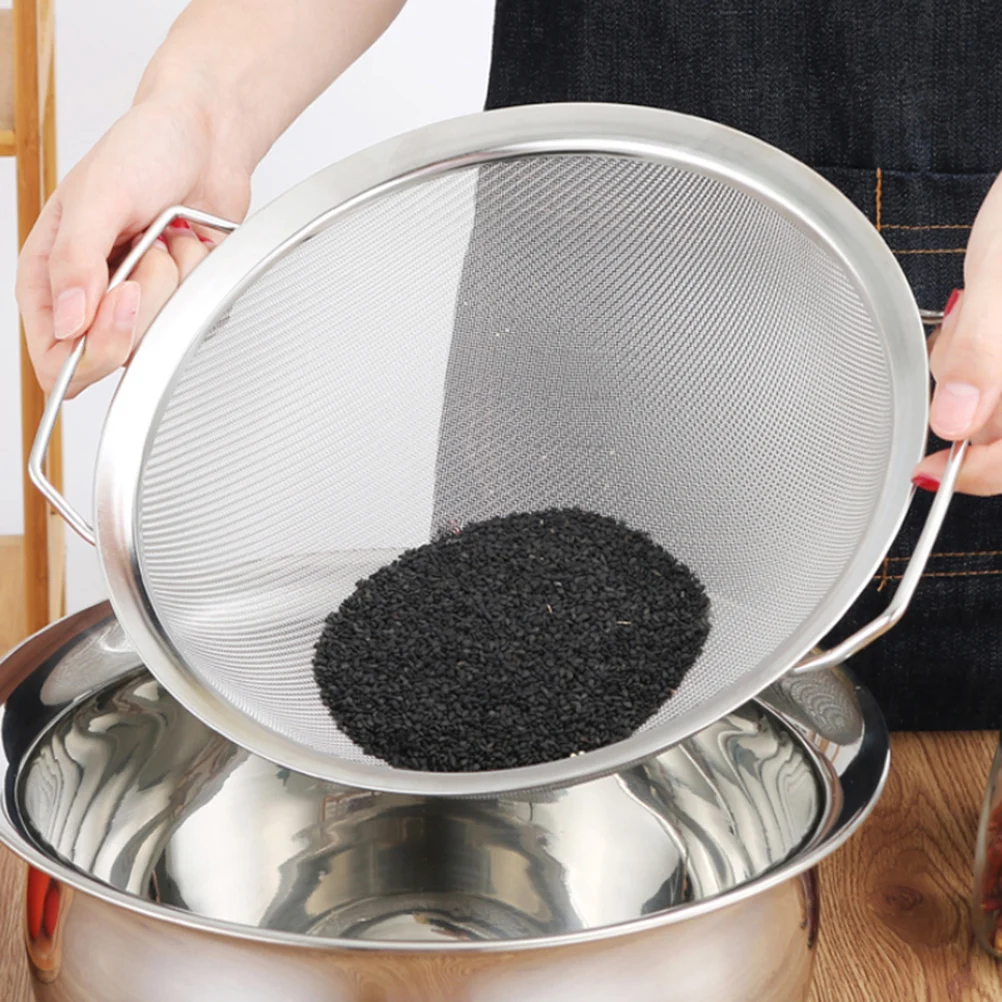 

Mesh Strainer Stainless Steel Silver Net Portable H Sifting Flour Sugar Rice Small Fried Food Filter Washing Sieve