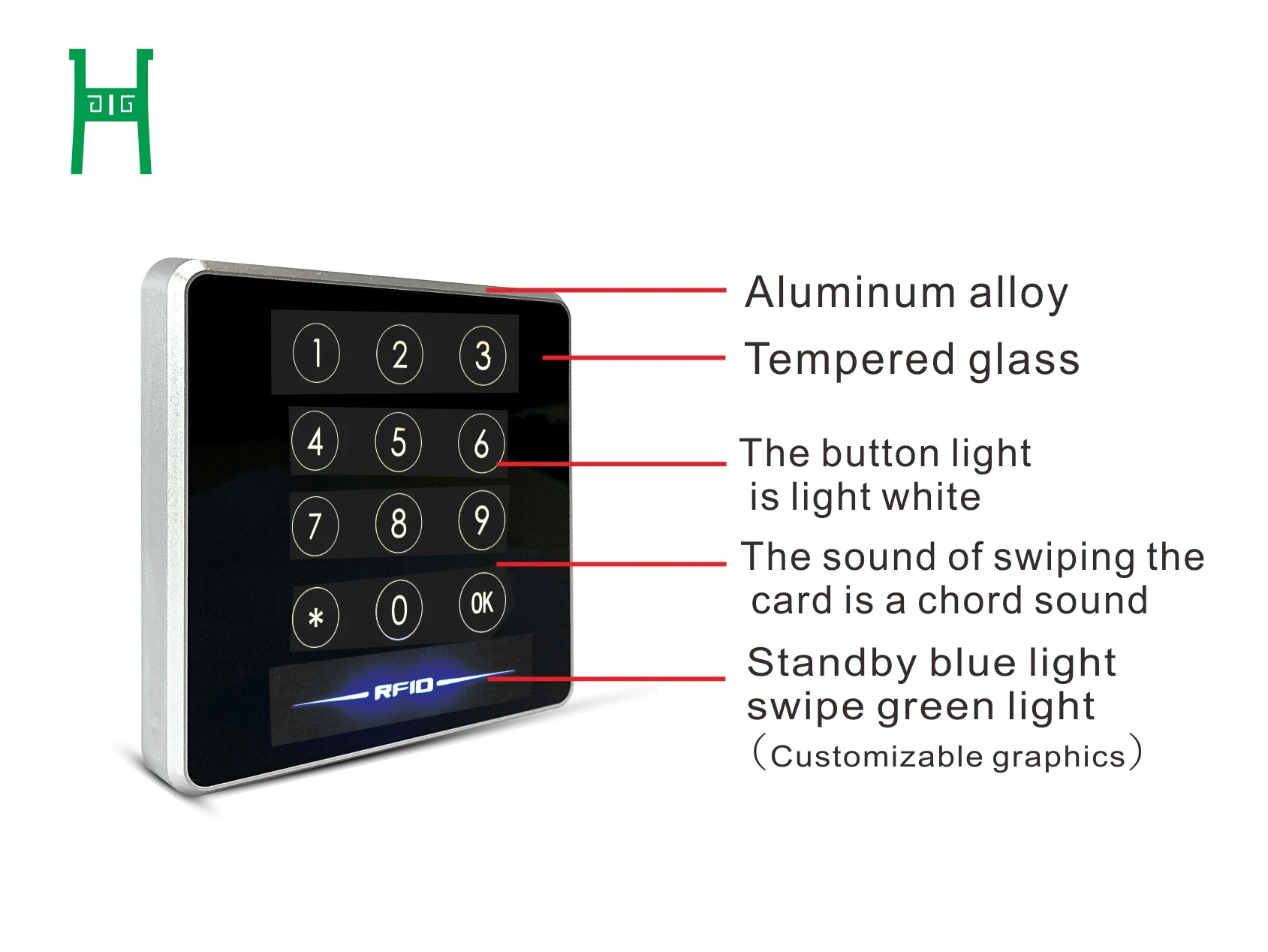 Mifare-lector de tarjetas de Control de acceso, dispositivo de Metal, NFC, RFID, teclado, Wiegand26/34, salida RS485/RS232, puede personalizar HID