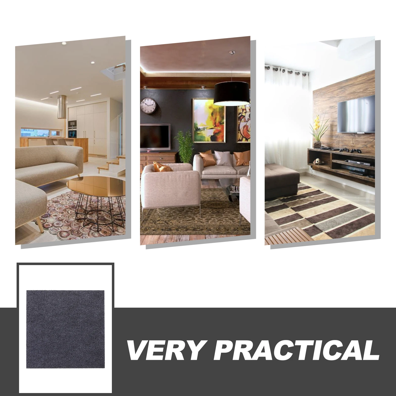 

10pcs Black 30x30cm Non Slip Floor Stickers Self Adhesive Carpet Tiles for Kitchen Bathroom Office Anti Slip Tile