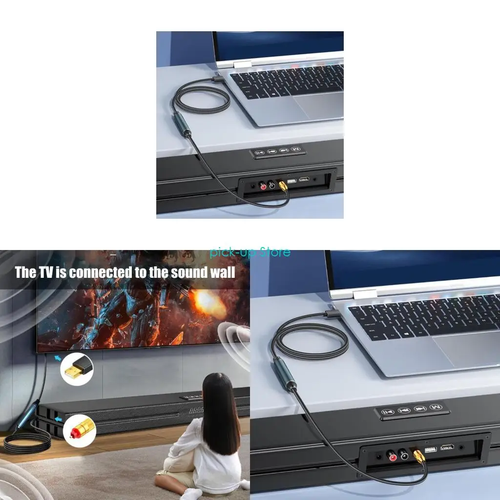 

Q5WA USB to Optical Analog Converters Digital Optical SPDIF to Analog Stereo Sound Adapter Optical Cable for HDTV Game Consoles