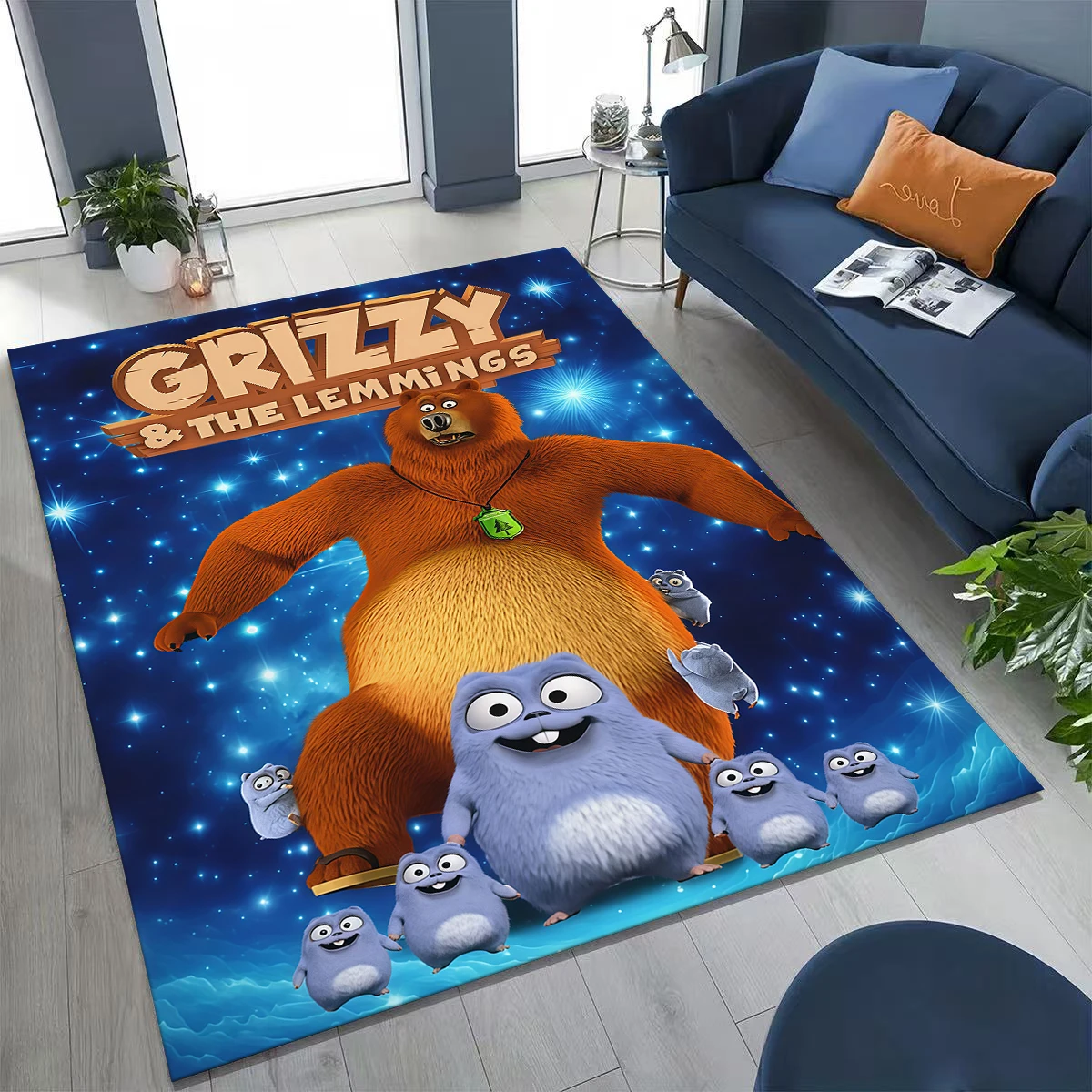 

Funny Grizzy and The Lemmings Cartooon Carpet Rug for Bedroom Living Room Sofa Doormat Decor,Large Kids Play Non-slip Floor Mat