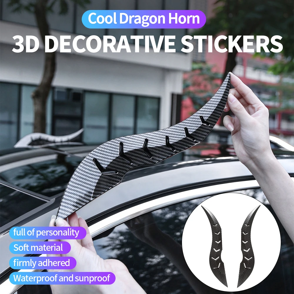 2026 New Pair Car Roof Decorative Accessories Dragon Horn Style 3D Universal Devil Horn Style Auto Exterior Accessories Hot Sale
