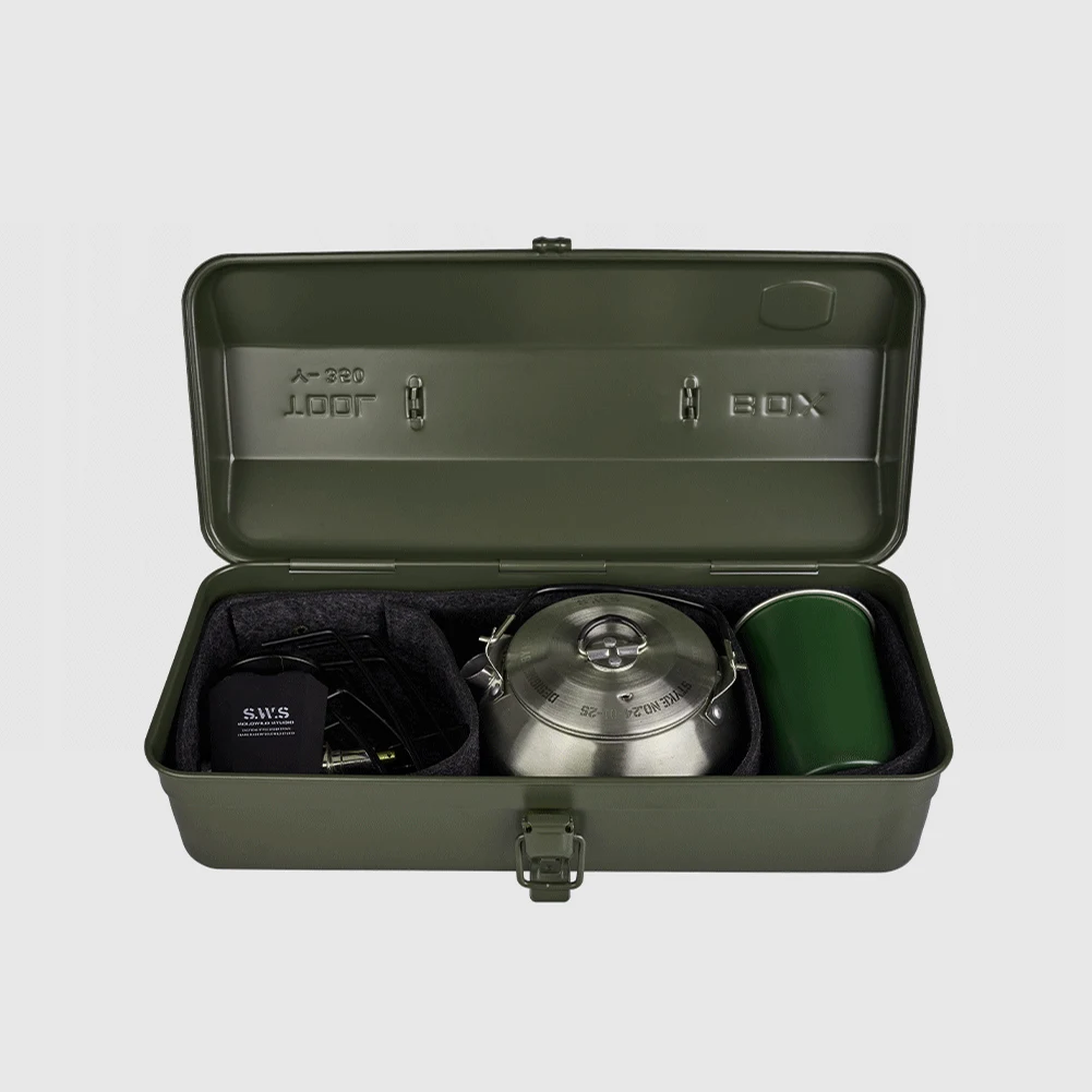 صندوق تنظيم الأدوات مع مقبض صندوق تخزين محمول مضاد للانزلاق صندوق أدوات التخييم صندوق حديد للنزهات الخارجية #3