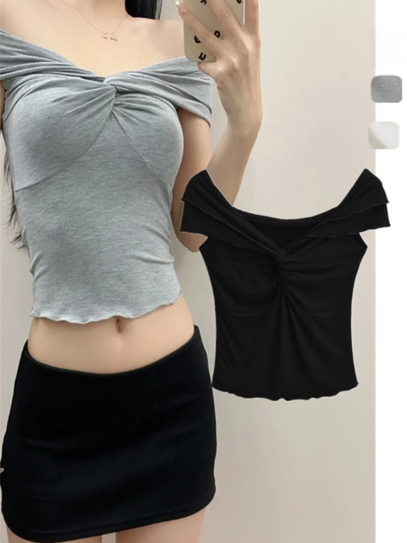 الصيف رقيقة ort Sve تي شيرت المرأة مثير عقدة واحدة الكتف أعلى الشارع Sle عارضة Faion الملابس العصرية