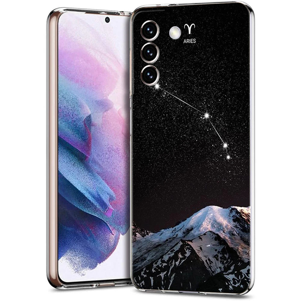 Constellation Virgo Aries Transparent Cover for Samsung Galaxy S24 S23 S22 S20 S21 FE Ultra S24 S23 S10 S9 Soft TPU Phone Case