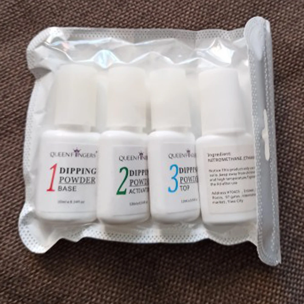Set di sistemi di polvere per immersione da 4 pezzi da 10 ml con rivestimento di base/cappuccio superiore/attivatore/provaspazzole kit professionale per immersione di liquidi manicure arte salone fai da te