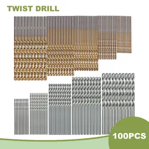 100pc twist drill 1-3mm hand electric drill DIY woodwork drill titanium plated natural color drill bit tool accessories set