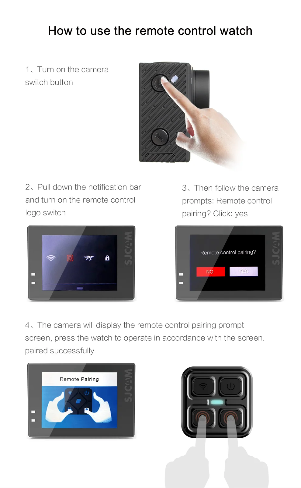 Original SJCAM Accessories SJ8 Remote Control WiFi Watch for M20 SJ6 Legend SJ7 Star SJ9 SJ10X Pro C200 A10 A20