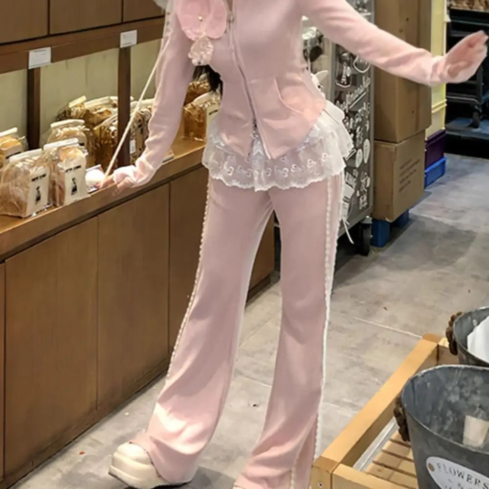 Rok Renda Bordir Baru Y2K Pakaian Jalanan Rok Berongga Tembus Pandang Desain Bertali Rok Lapisan Harajuku Dekorasi Jeans