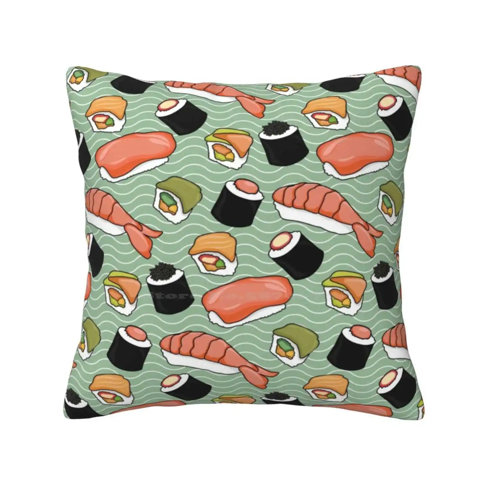 

Sushi Lovers Bedroom Office Hug Pillowcase Sushi Japanese Rice Fish Avocado Pattern Seafood Nori Roll Makimono Uramaki