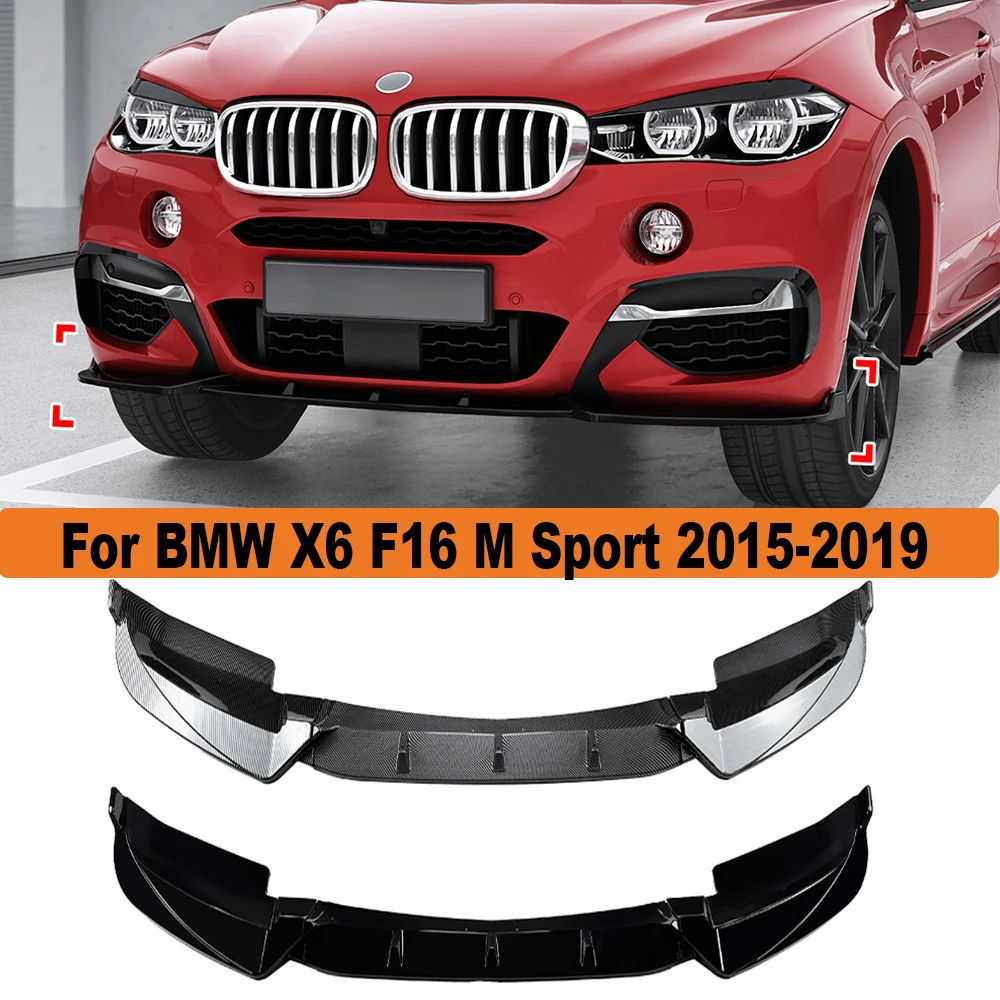 

For BMW X6 F16 M Sport 2015-2019 Car Front Bumper Lip Splitter Diffuser Body Kit Spoiler Bumper Guard Protector Accessories