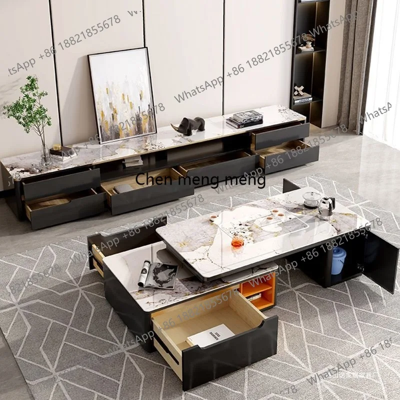 

Rock Integrated Coffee Table Light Luxury Modern Multi-functional Coffee Table TV Watch Living Room Furniture Tavolo Basso
