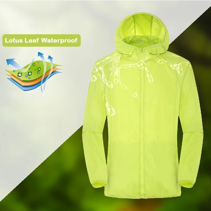 Arazooyi Rain Jacket Men Women Waterproof Sun Protection Clothing Fishing Hunting Clothes Quick Dry Skin Windbreaker With Pocket