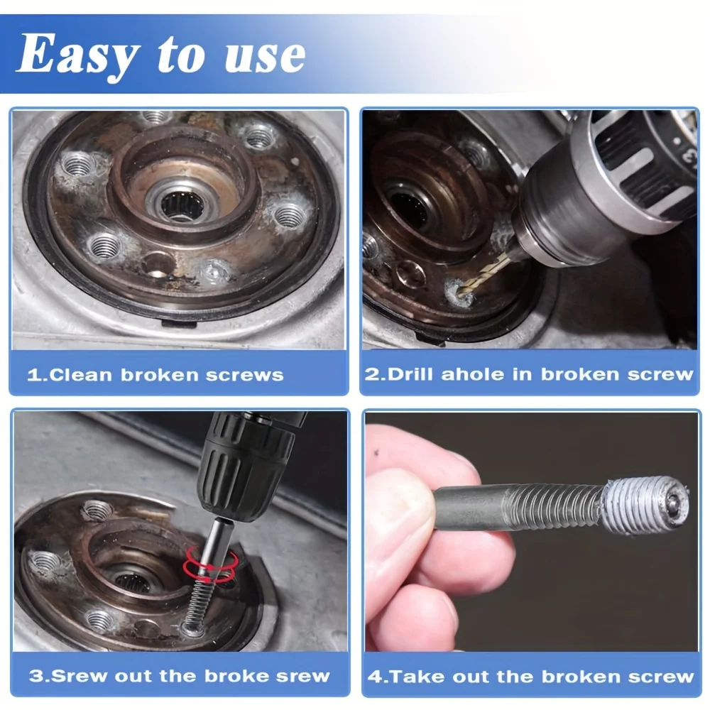 10 Pieces Damaged Screw Remover and Extractor Set 1/4 Inch Hex Shank Broken Screw Extractor Drill Bit Screws Bolts Quick Strippe