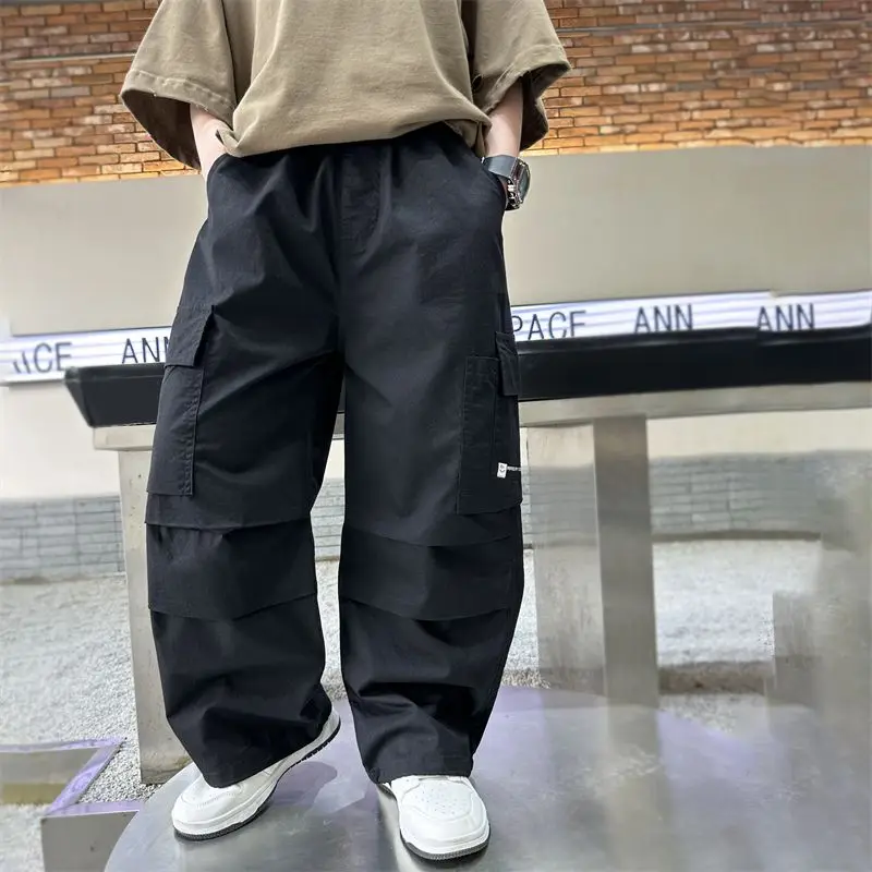 Boys Cargo Pants 2026 Summer Thin Mosquito Repellent Straight Leg Loose Fit Casual Streetwear