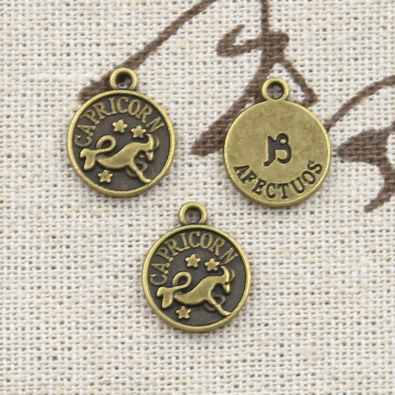 12pcs Charms Pisces Zodiac Vigro Aquarius Taurus Scorpio Pisces Aries Leo Gemini Cancer 12x10mm Tibetan Bronze Color Pendants