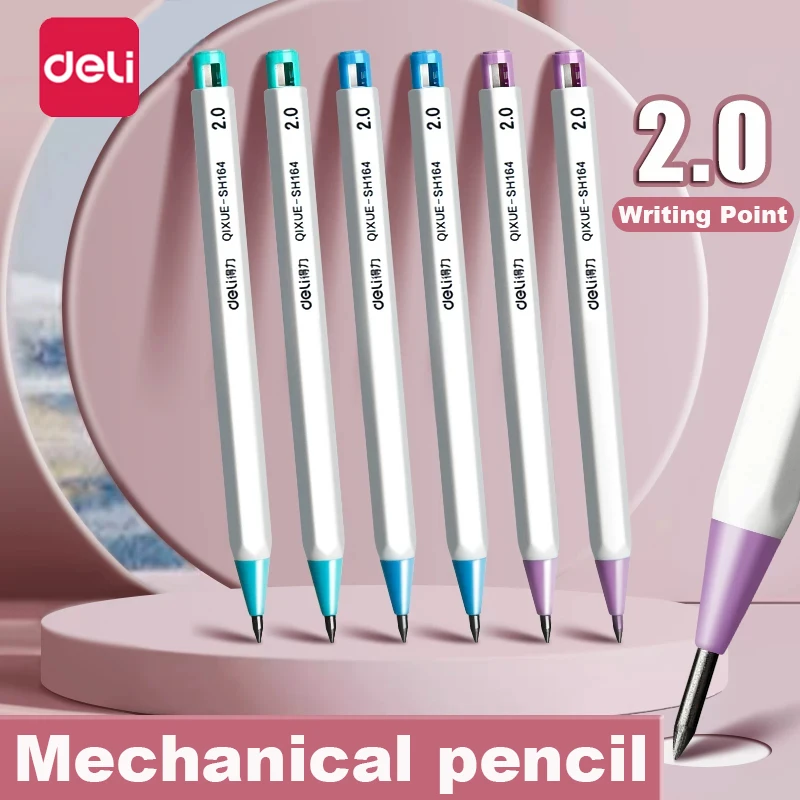 Deli 2,0mm Druckbleistift-Set 2B HB Bleistiftmine mit Anspitzer für Kinder, Schule, Zuhause, Niedliche Schreibwaren