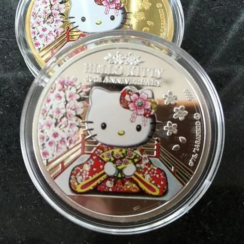 Hello Kitty cartoon creative exquisite commemorative coins painted 4 collection coins children's toy surprise gift wholesale