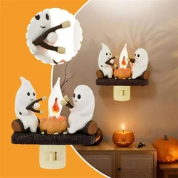 Halloween Ghostly Campfire Flashing Night Light Resin Festival Lantern Fire Marshmallow Night Light Wall Decoration Lamp