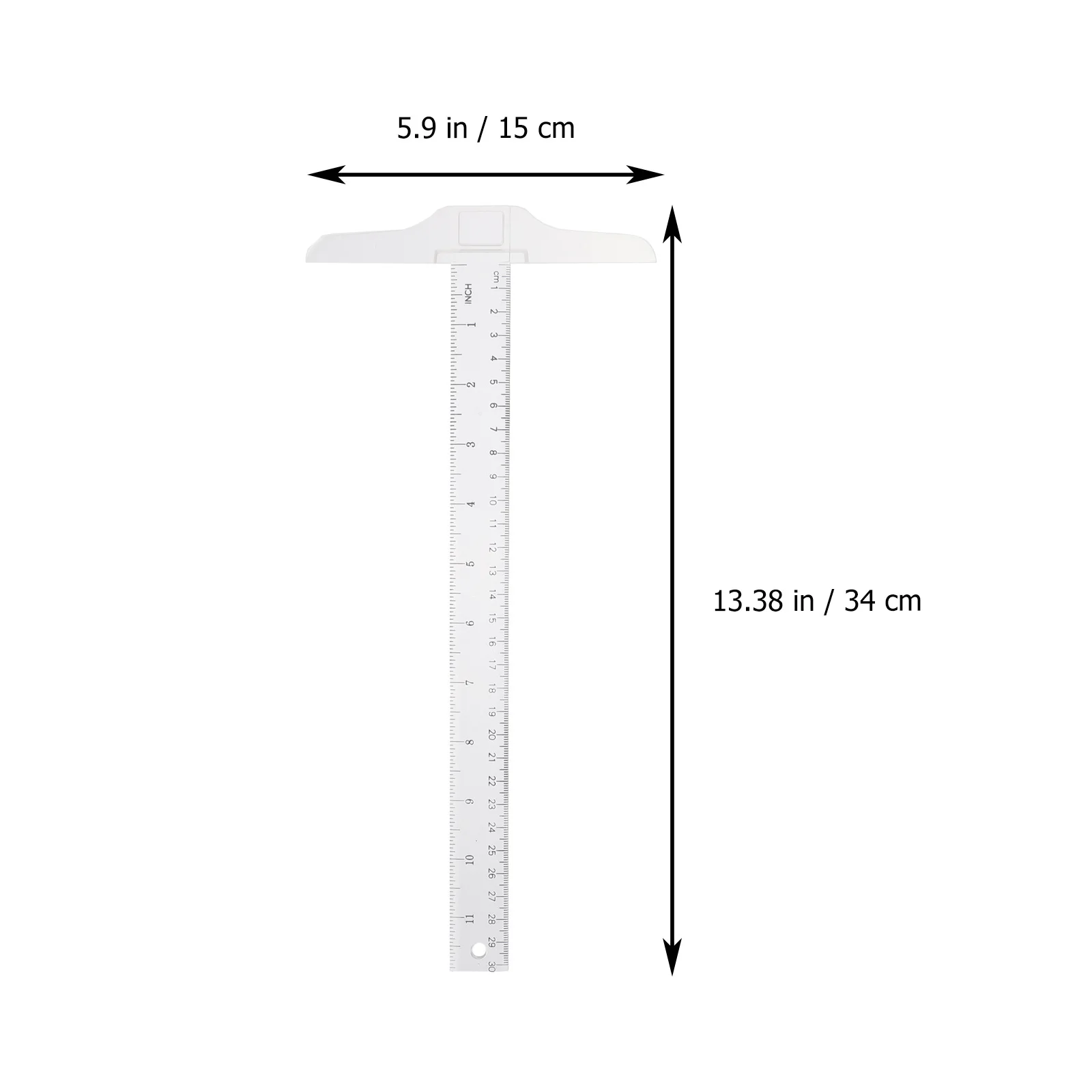 2Pcs T-Square Ruler Clear Plastic Academic T-Ruler with Inch Centimeter Calibration Student Design Rulers Set Measure Tool
