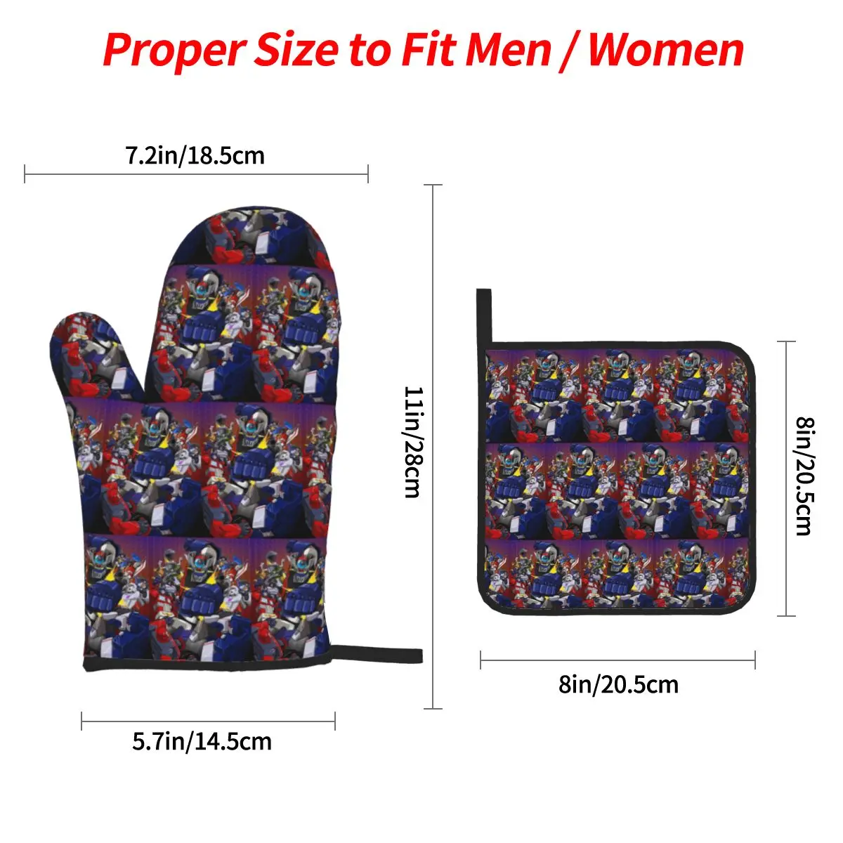 Mazinger Z Mad Robot Grendizer Anime Manga Oven Mitts and Pot Holder for Baking Cooking Grilling Resistant Non-Slip Gloves