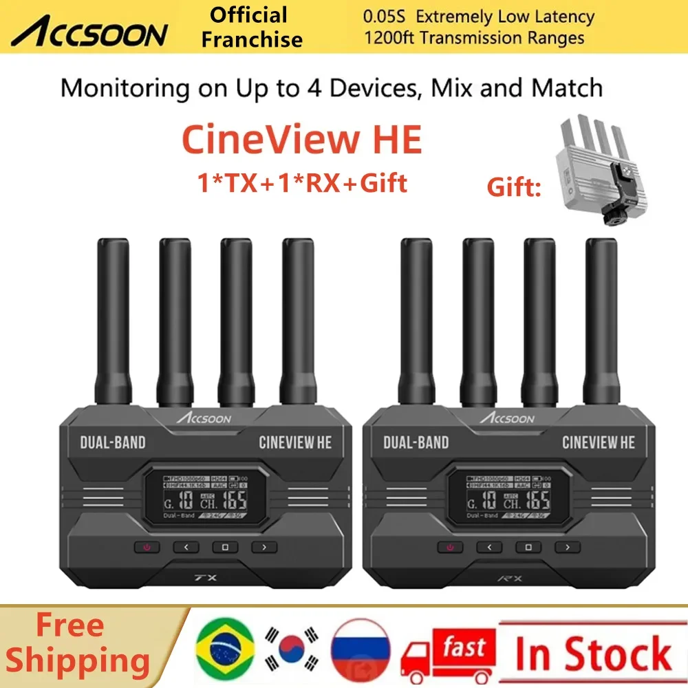 

Accsoon CineView HE 2.4Ghz 5Ghz Dual Band Wireless Video Transmitter Receiver Multi-Spectrum Wireless Video Transmission System