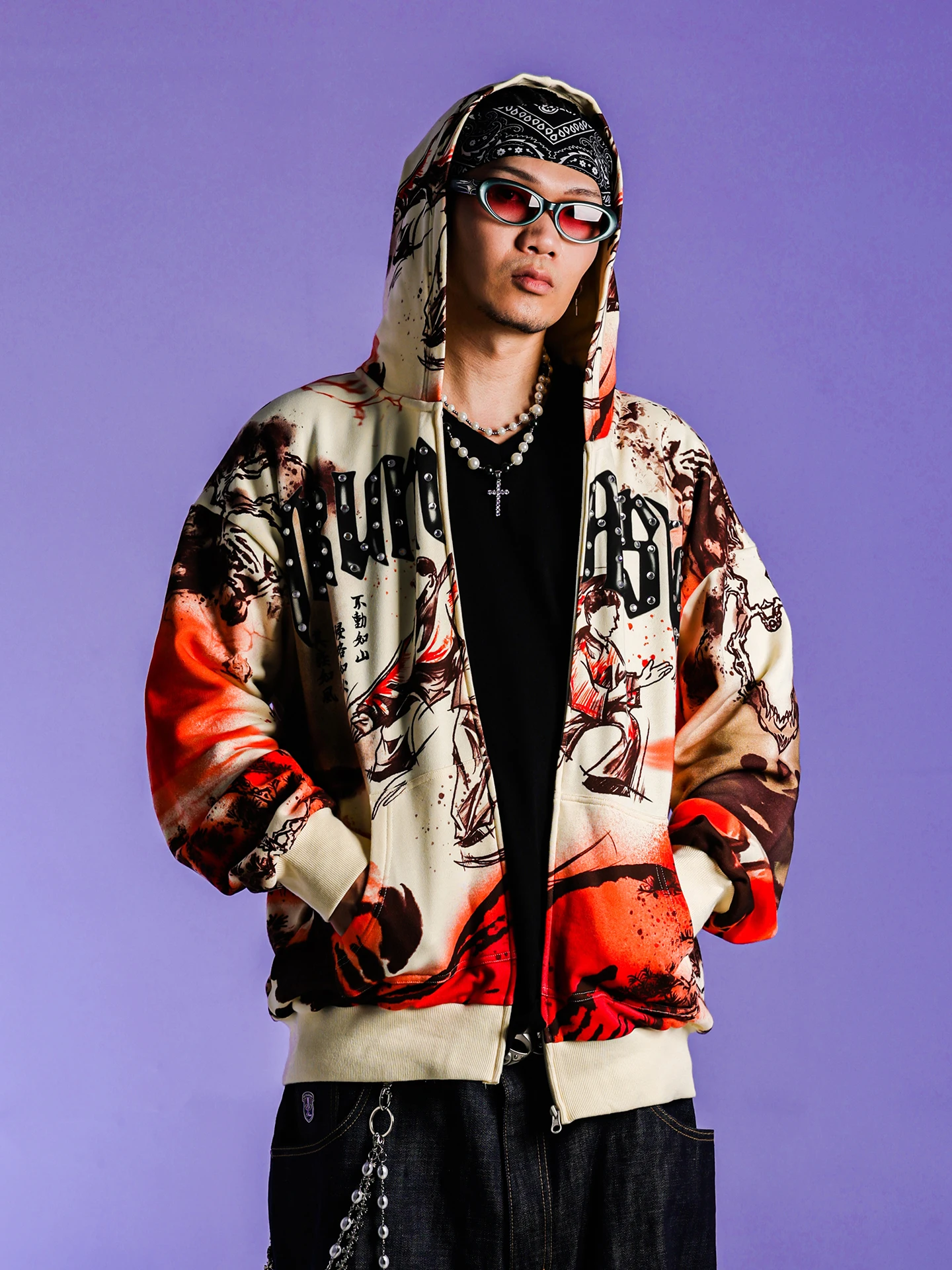 ACUSA JEANS Windbreaker Hoodie Jacket Zipper Thin Printed Diamond Mens Casual Knitted Cotton Polyester Spring Autumn Winter
