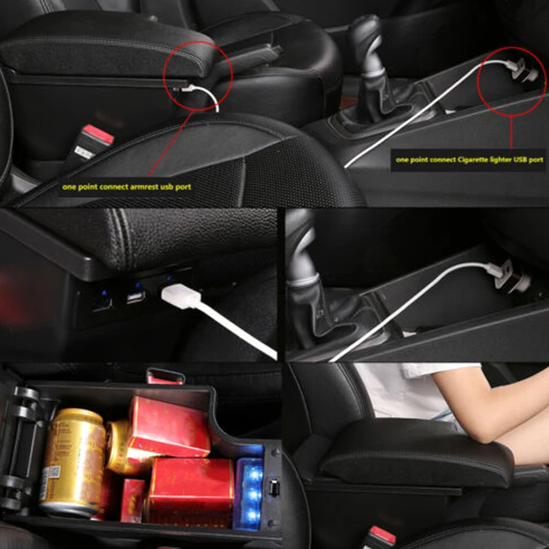 For Smart 450 451453 454 Fortwo Forfour Armrest Box Double-Layer USB Car Center Armrest Box