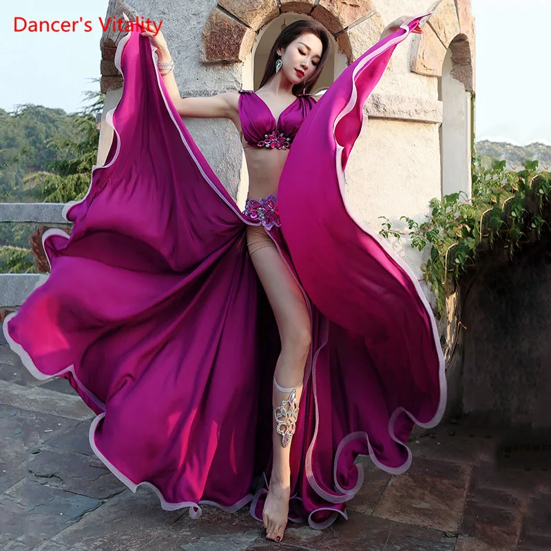 Belly Dance Suit Satin Bra Split Big Swing Skirt Performance Clothes Set Woman High-End Competition Clothing Oriental Dancewear