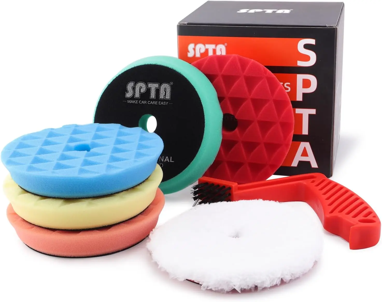 

5-Piece 5-Inch Car Polishing Pad Set with Microfiber Disc for Compounding, Waxing & Detailing
