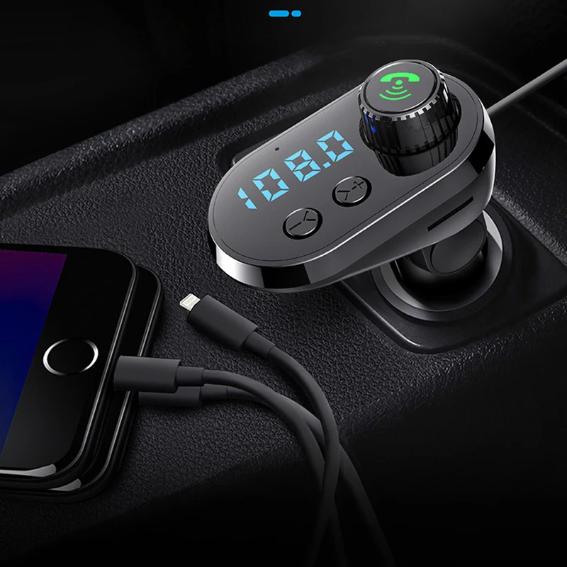 Car MP3 Bluetooth Player Multifunctional Car Charger One Trailer Three Car Charging Audio Transmitter Portable Audio Device