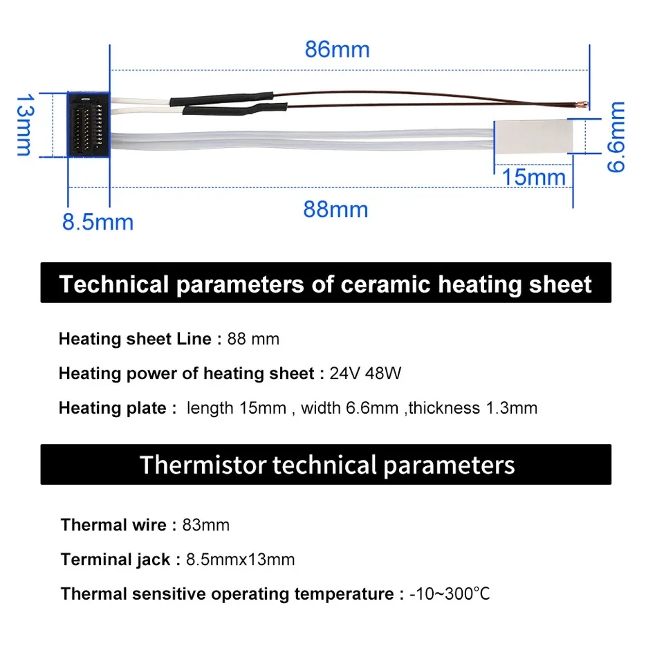 For Bambu Lab P1S P1P Thermistor Ceramic Cartridge Heater 3D Printing Hotend for TZ Hot end heating block 3D printer parts