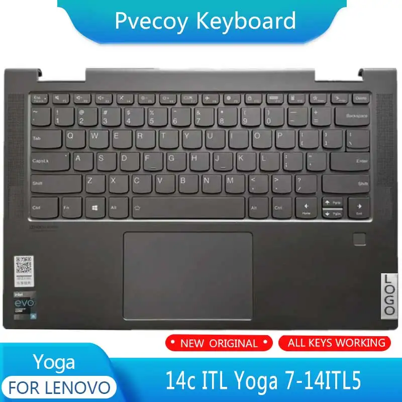 

New For Lenovo Yoga 14c ITL Yoga 7-14ITL5 Laptop Palmrest Case Keyboard US English Version Upper Cover