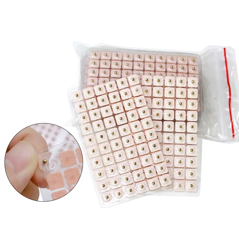 600pcs Disposable Press Needle Ear Seeds Acupuncture Vaccaria Plaster Bean Massagee Multi-Condition Ear Seed Acupressure