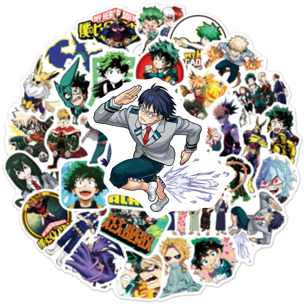 Autocollants waterproof du dessin animé My foreAcademia pour enfant, stickers, Midoriya Izuku, All Might, pour ordinateur portable, téléphone,