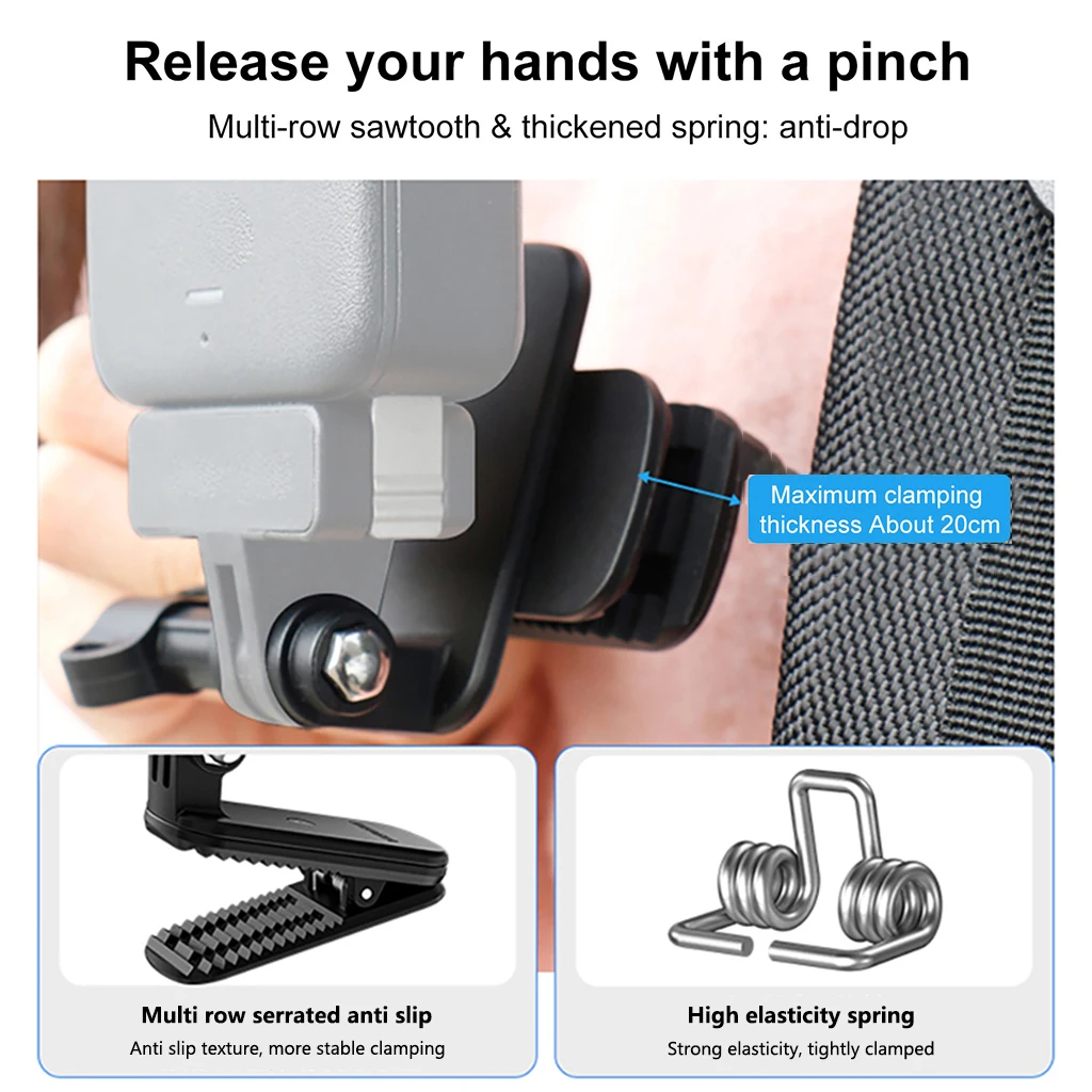 Entenschnabel-Hutkremmen-Clip, geeignet für DJI Nano Thumb Kamera, horizontaler und vertikaler Aufnahme-Winkel, Zubehör – Detail 3