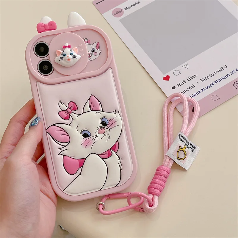 Cartoon window sash embossed Mary cat phone case For iPhone 15 14 13 12 11 Pro Max phone case