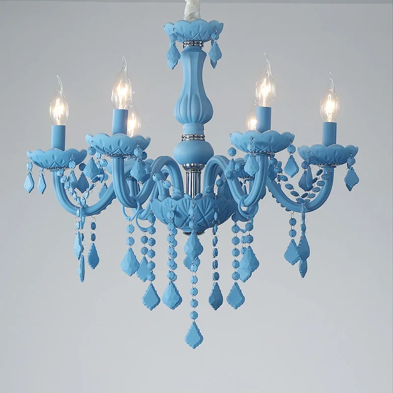 

Blue Chandelier European Living Room Crystal Lights Bedroom Lights Nordic Creative Lights Cafe Net Cafe Restaurant Chandelier