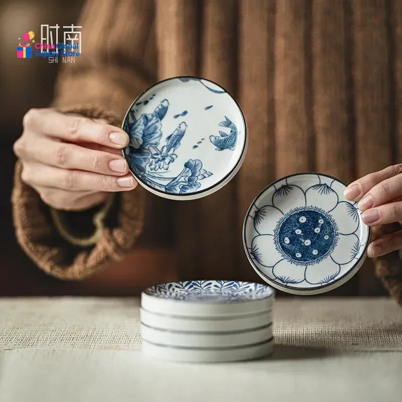 Blue And White Porcelain Ceramic Small Plate Chinese Style Tea Snack Dish Elegant Mini Pastry Tray Engagement Wedding Display