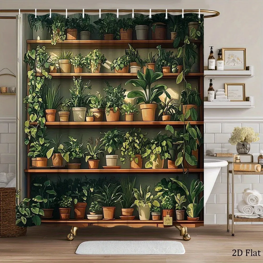 Multi Tier Boho Vertical Plant Shelf Bathroom Decor Shower Curtain Greenery Storage Indoor Tropical Plant Display Unit Wall Moun