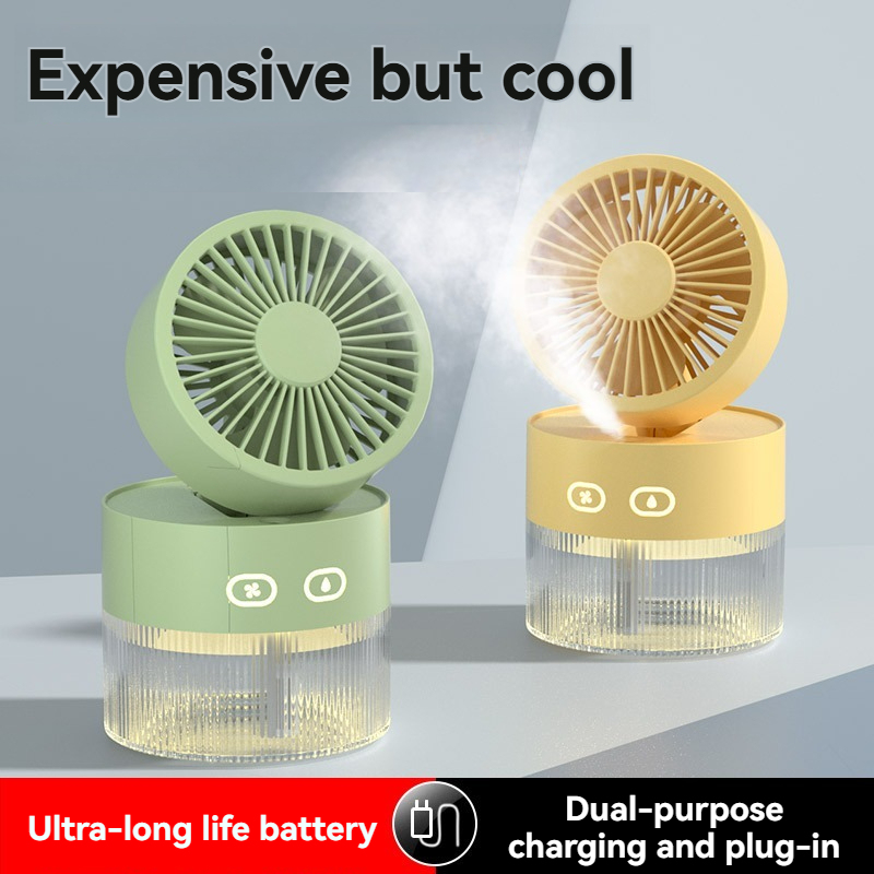 2025 Mist Cooling Fan - Portable USB Desktop Fan with Humidifier, 3-Speed Quiet Fan for Office/Dorm, Air Cooler