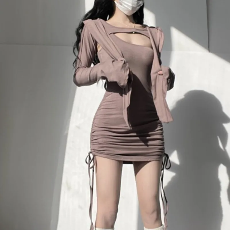 

Wasteland Style Drawstring Slimming Sheath Dress Skirt