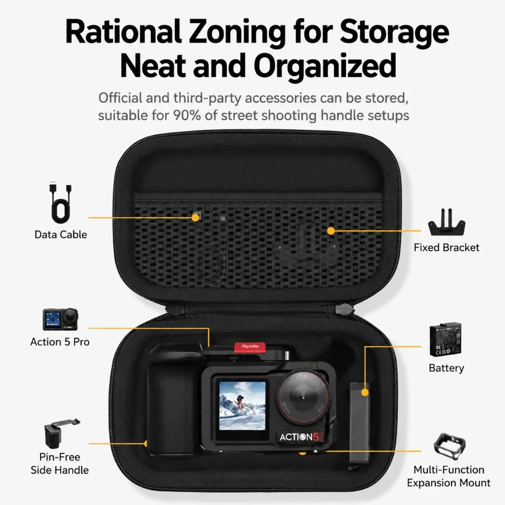 EVA Hard Shell Case Shockproof Portable Street Shooting Set Bag Zipper Closure Drop-resistant for Insta360 Ace Pro 2