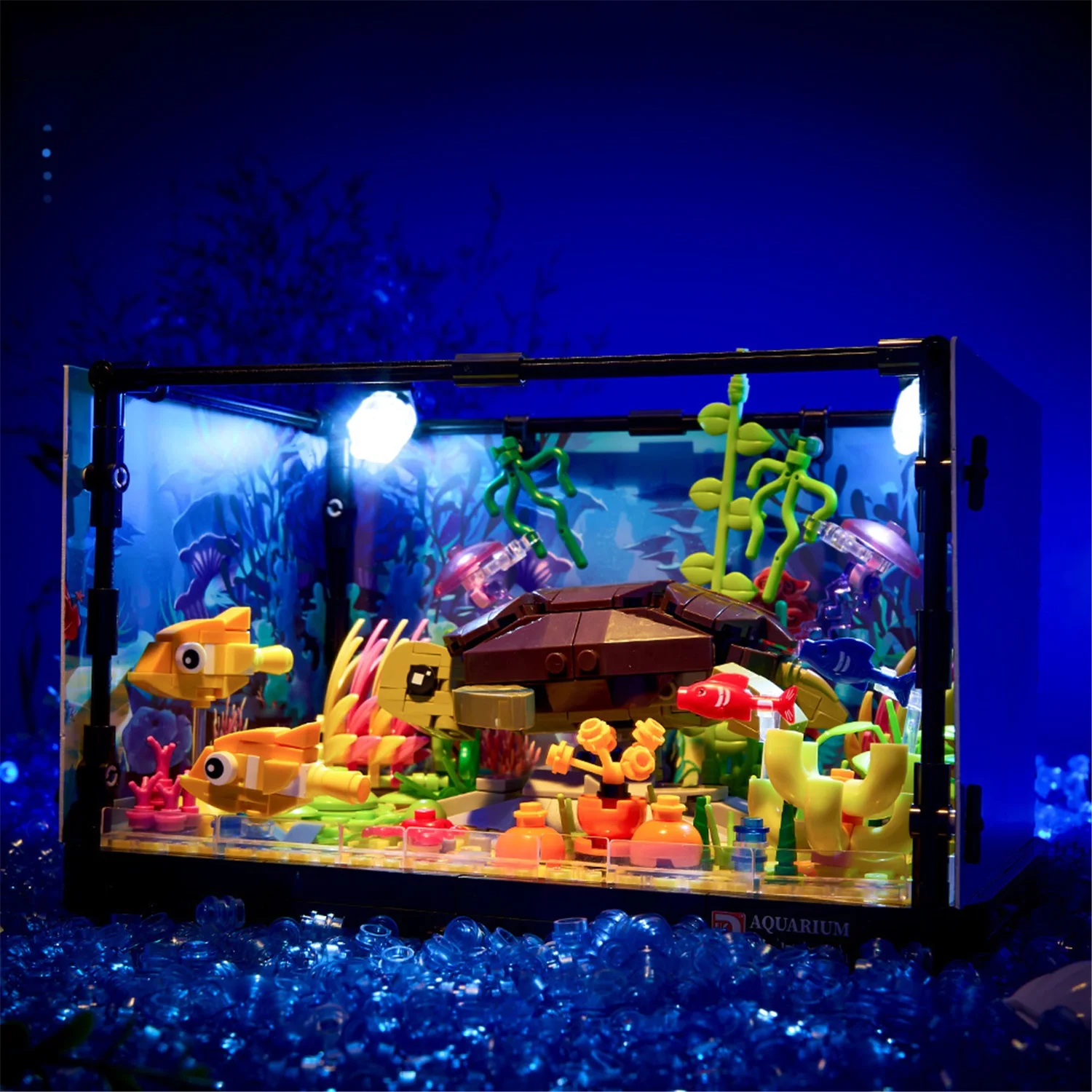 753-teiliges Aquarium-Bauset, Schildkröten-Aquariummodell mit Korallen und Wasserpflanzen, Lernspielzeug für Jungen und Mädchen