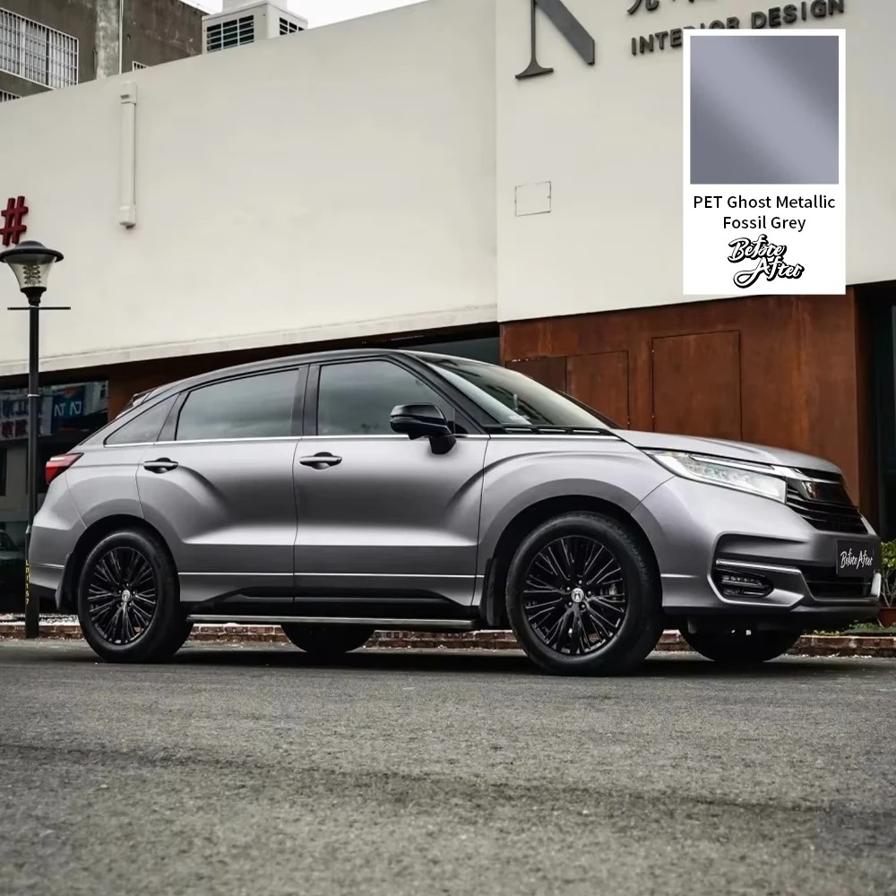 

Настраиваемая виниловая пленка PET Ghost Metallic Fossil Grey для оклейки автомобилей, глянцевая ПВХ-пленка 1.52x17м, водонепроницаемая, меняющая цвет